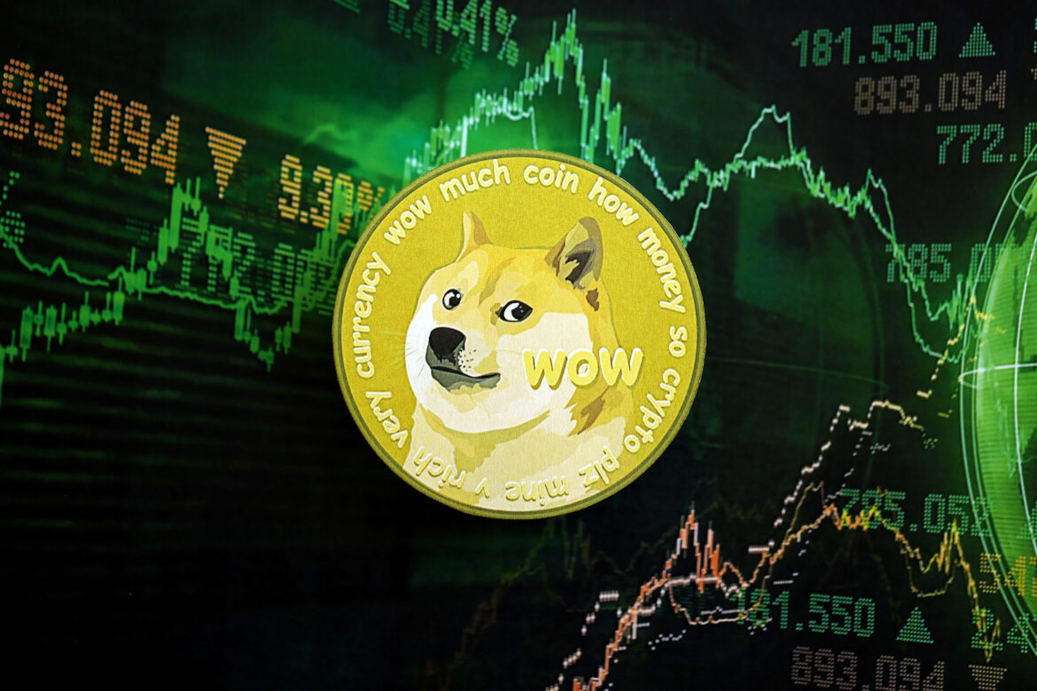 Memecoin pies na tle wykresów